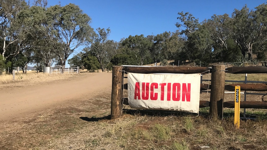 An auction sign hangs on a gate at the McCreath's old property in Felton.