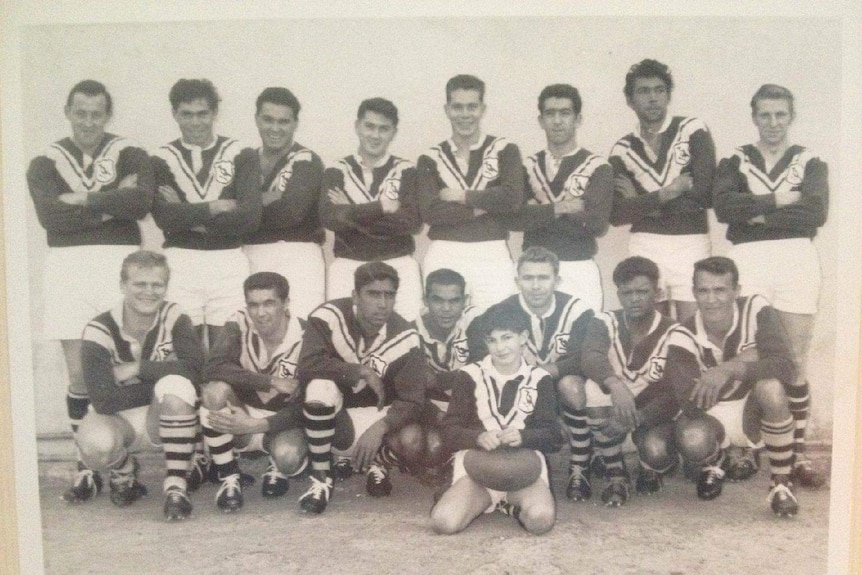 Black and white photo showing an old Crookhaven Magpies team