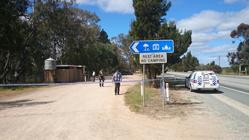 The public toilet block near Robinvale where a cleaner discovered the body of a man.