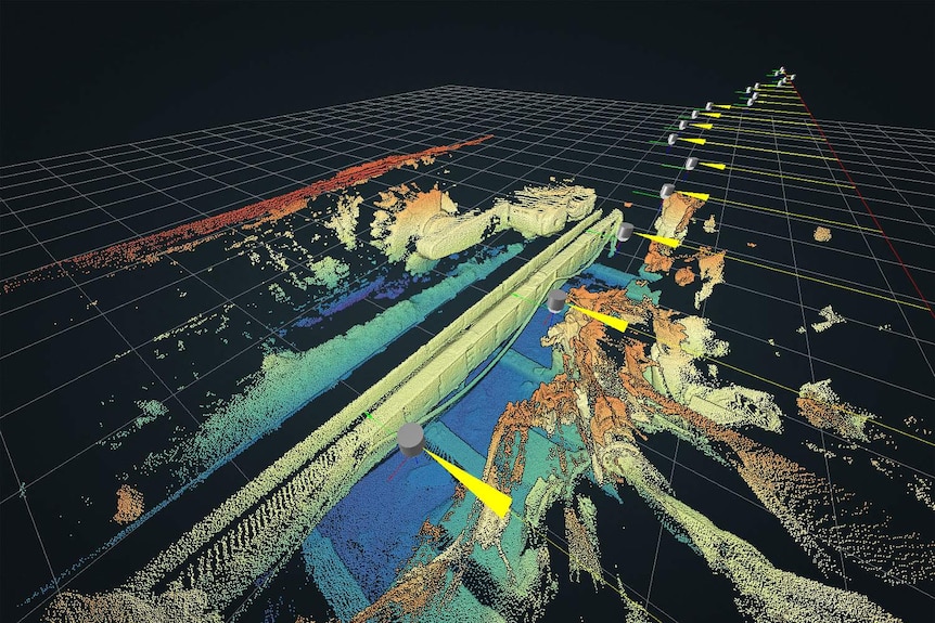 Image of a CGI map of the coal seam underground in a mine.