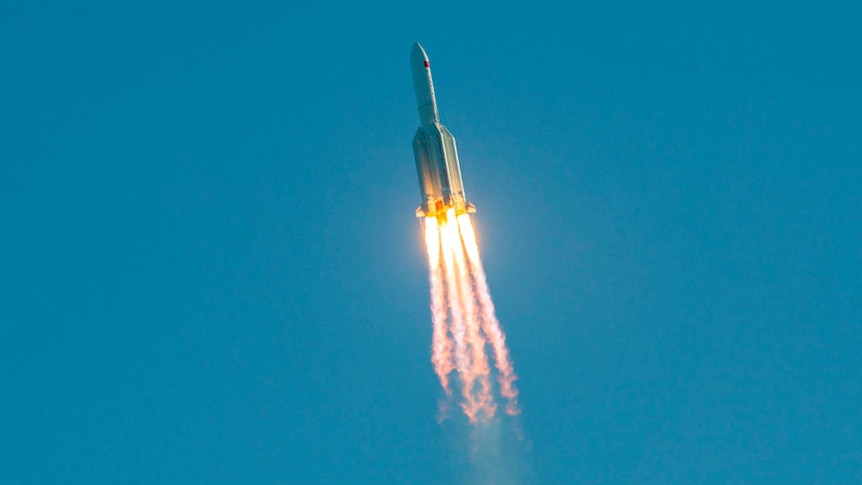 rocket launching into space