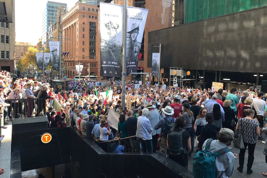 Thousands of people fill Philip St in Sydney for March for Science