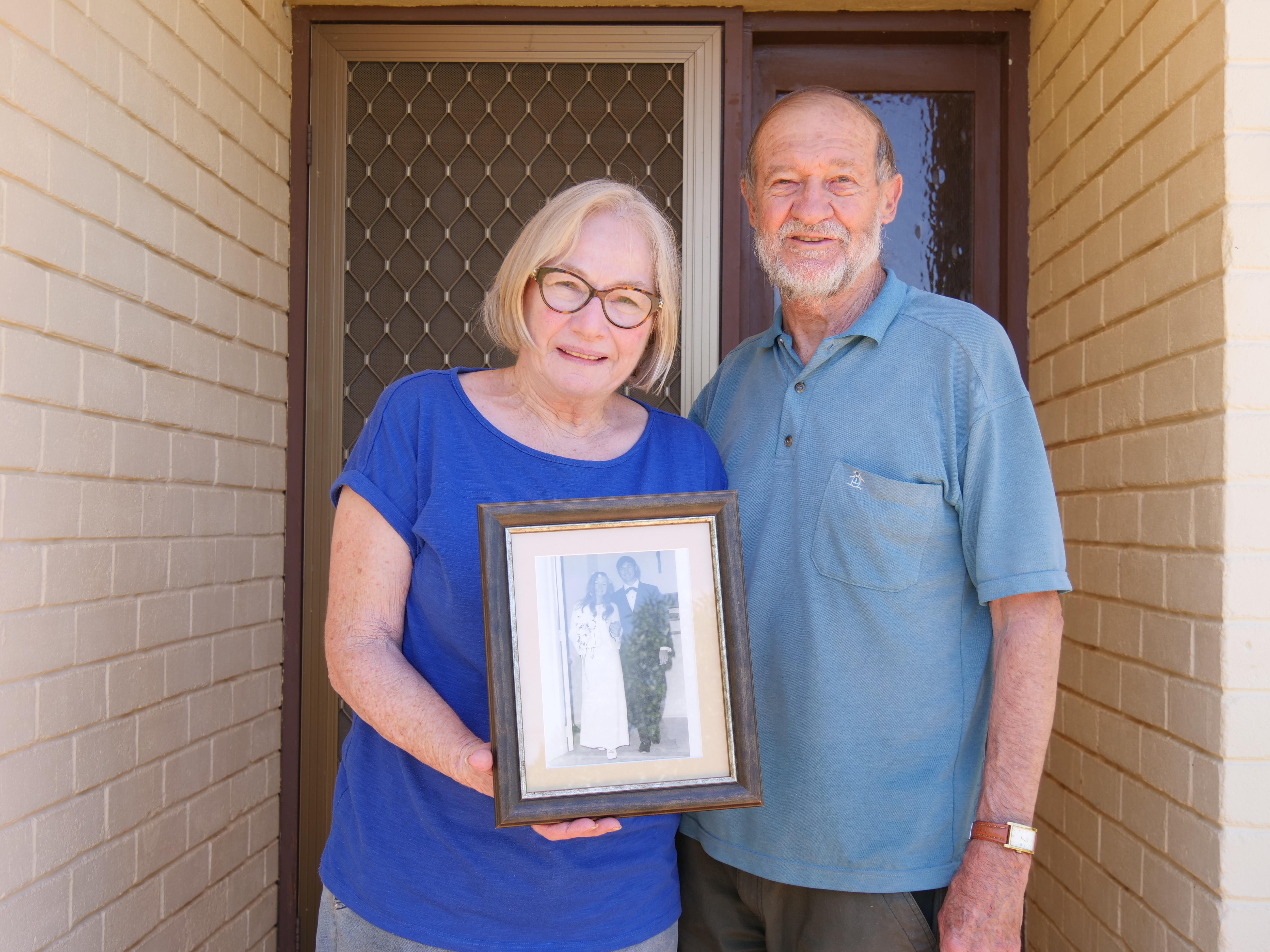 Maureen and Ross with wedding pic