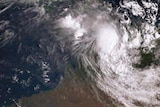 A satellite view showing Cyclone Blanche off the Northern Territory and West Australian coasts.