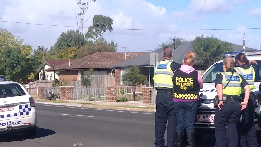 The bomb squad sent a bomb disposal robot into the house to get a closer look at the device.