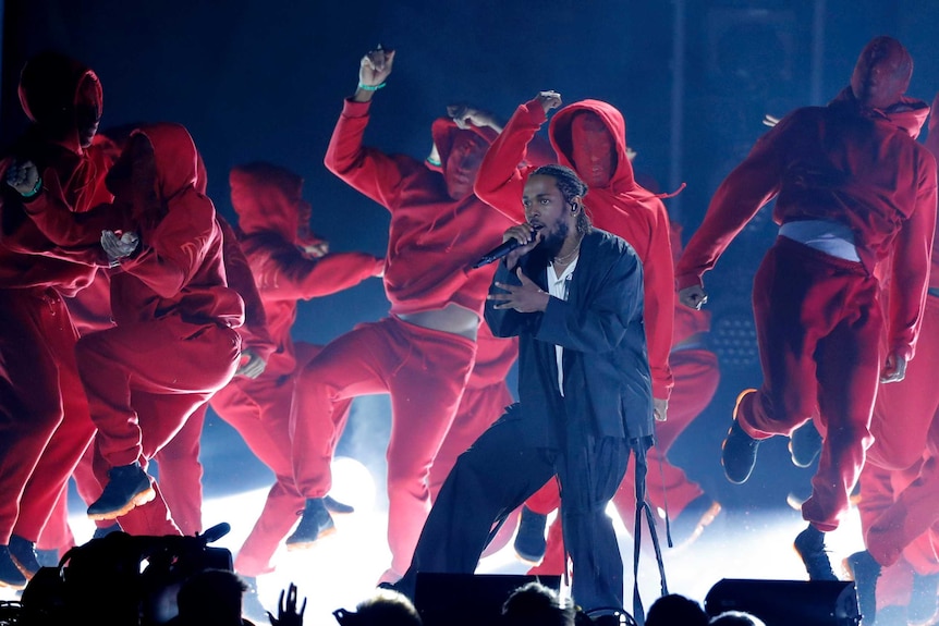 Kendrick Lamar performs at the 2018 Grammys