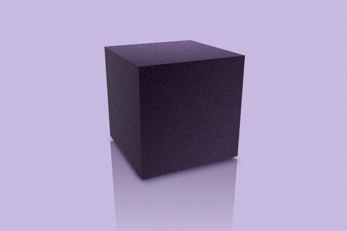 A 3D black box on a purple background