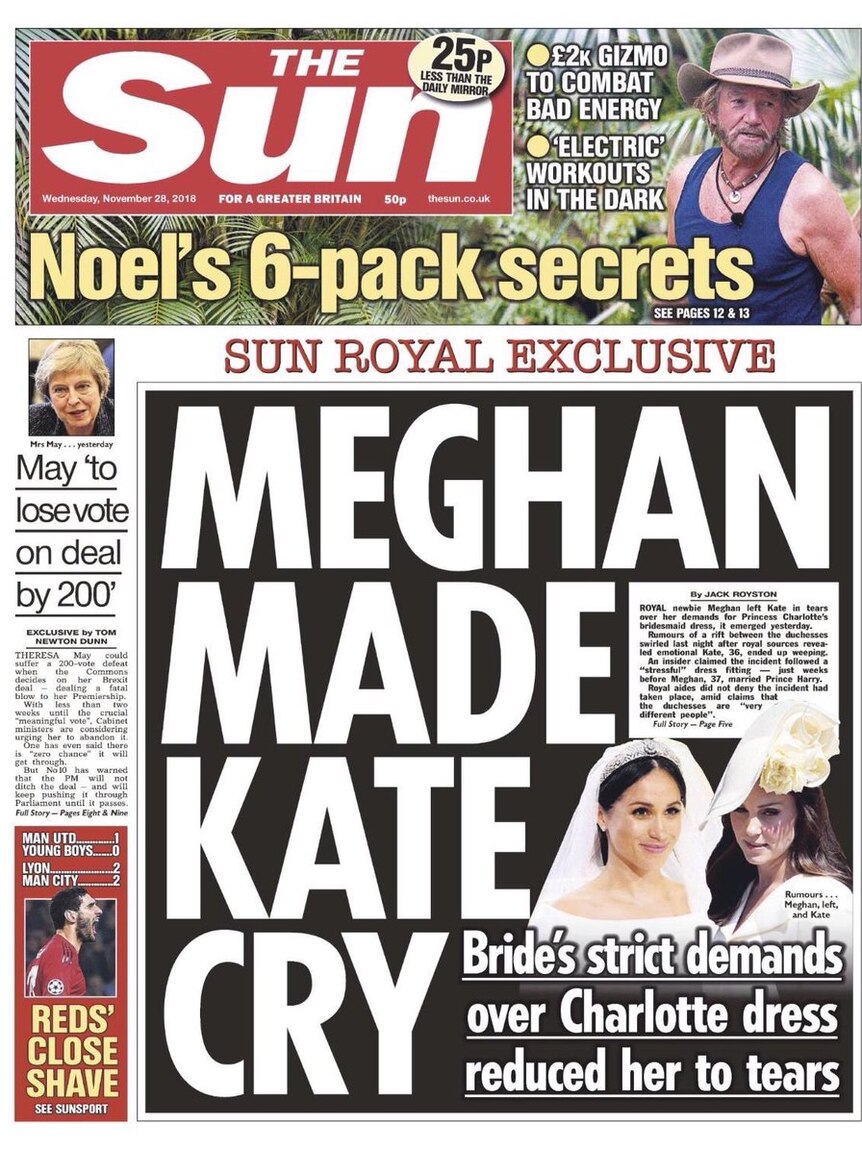 The Sun front page on Meghan Markle.