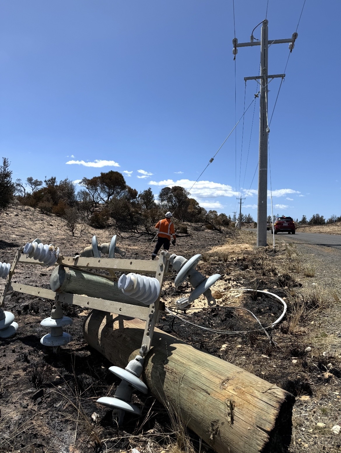 Los incendios forestales dañaron líneas eléctricas en zonas rurales.