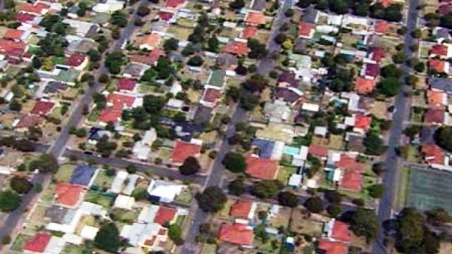 Aerial shot of housing