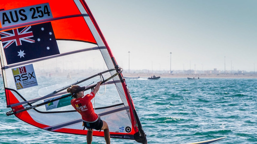 Windsurfer on the water.