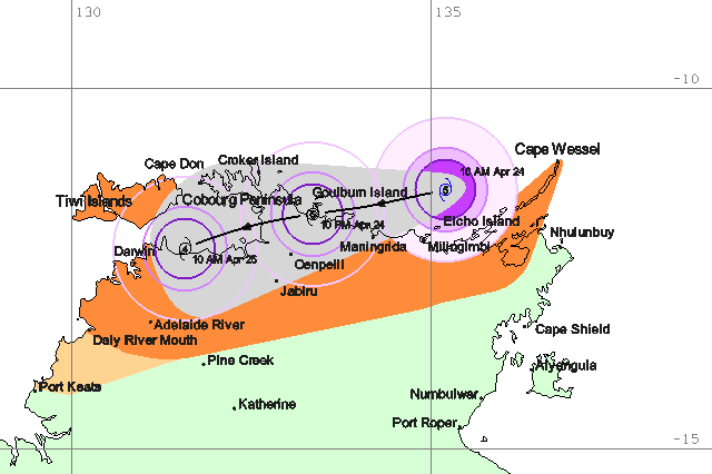 Cyclone Monica was forecast to hit Darwin as a severe tropical cyclone.