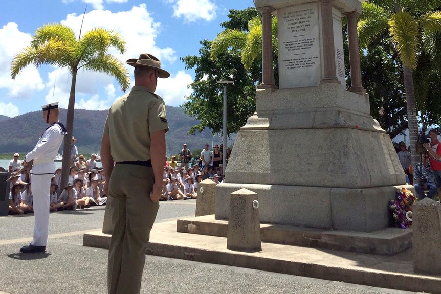 Schoolchildren attend Cairns Remembrance Day service on November 11, 2014.