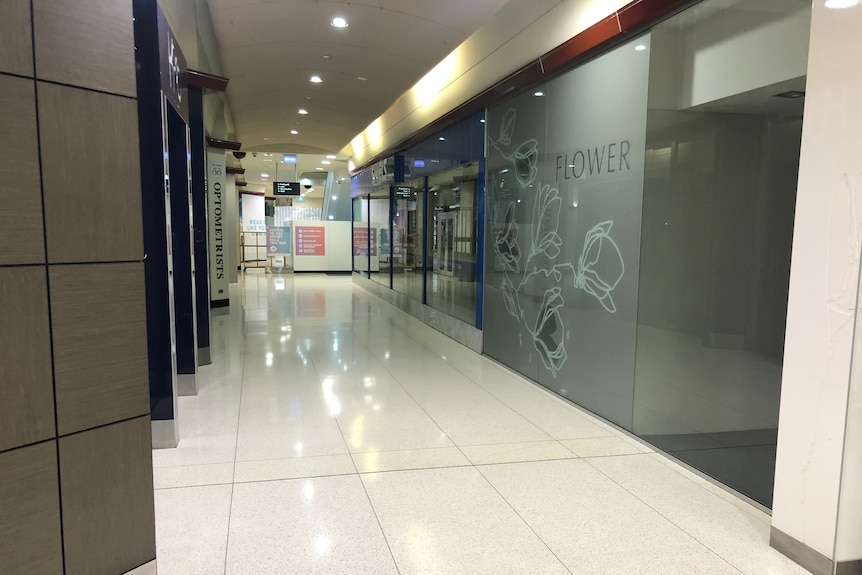 A deserted mall without a shopper in sight.