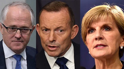 Composite image shows Tony Abbott, Malcolm Turnbull and Julie Bishop.