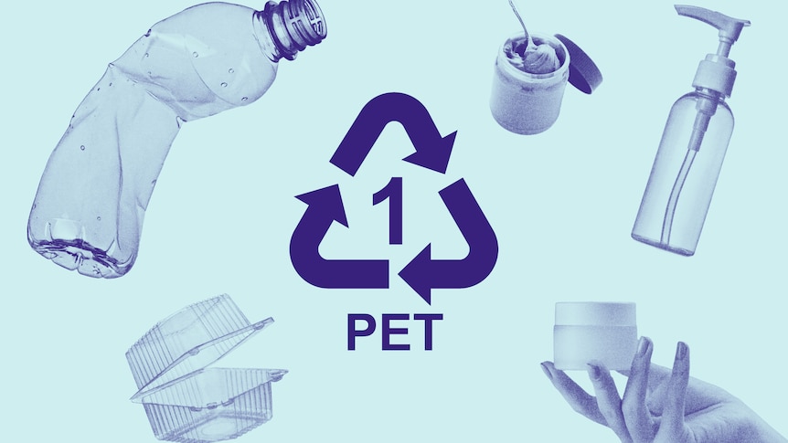 A graphic of some PET 1 products.