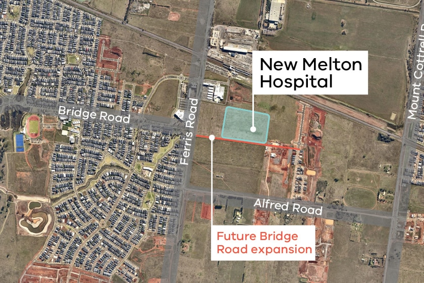 A map showing a site for a hospital in Melton.