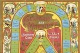 The Courtship and Marriage board game with numbered blocks and wedding illustrations.