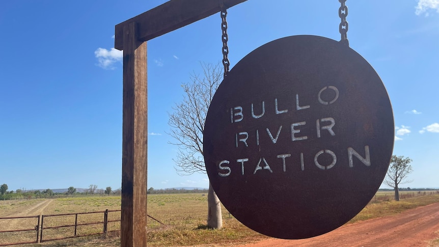 a front gate to a cattle station, reading: Bullo River