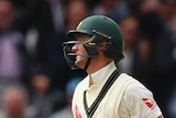 Michael Clarke looks dejected after getting out to Steven Finn at Edgbaston.
