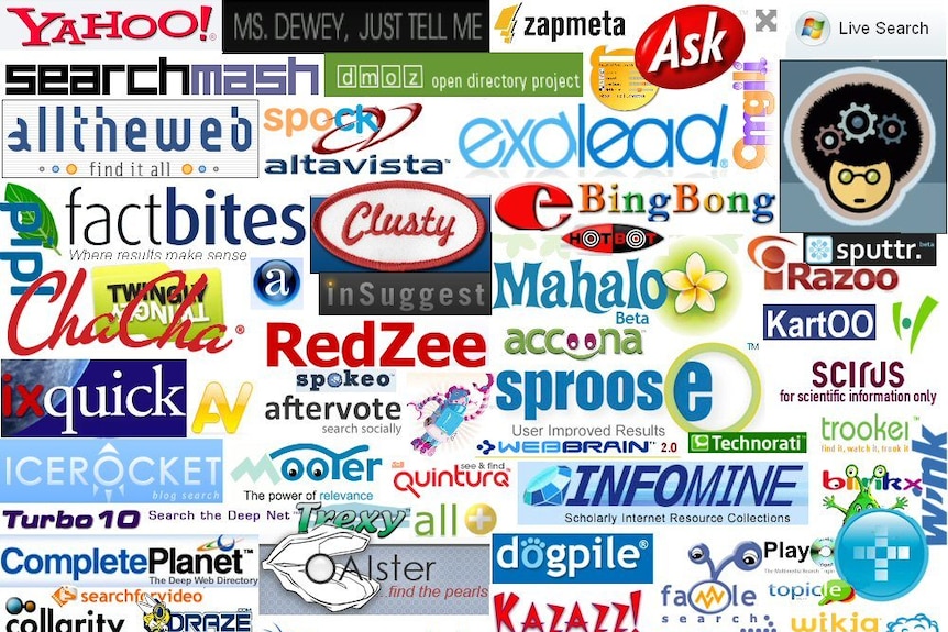 The logos of search engines that have failed to shake Google's dominance