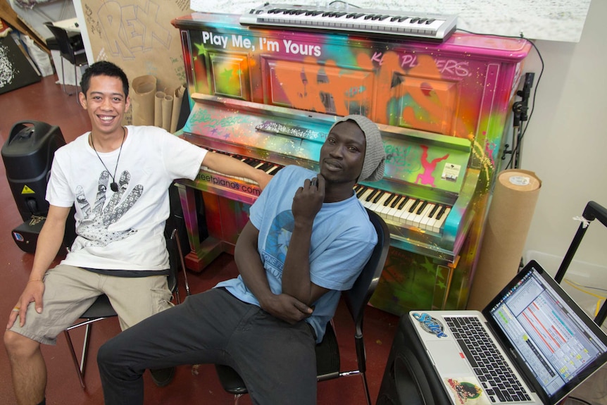Gabriel Collie and Augustino Daw at the Footscray Community Arts Centre
