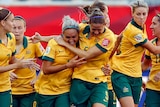 The Matildas celebrate a goal during the 2015 Women's World Cup where they made the quarter-finals.
