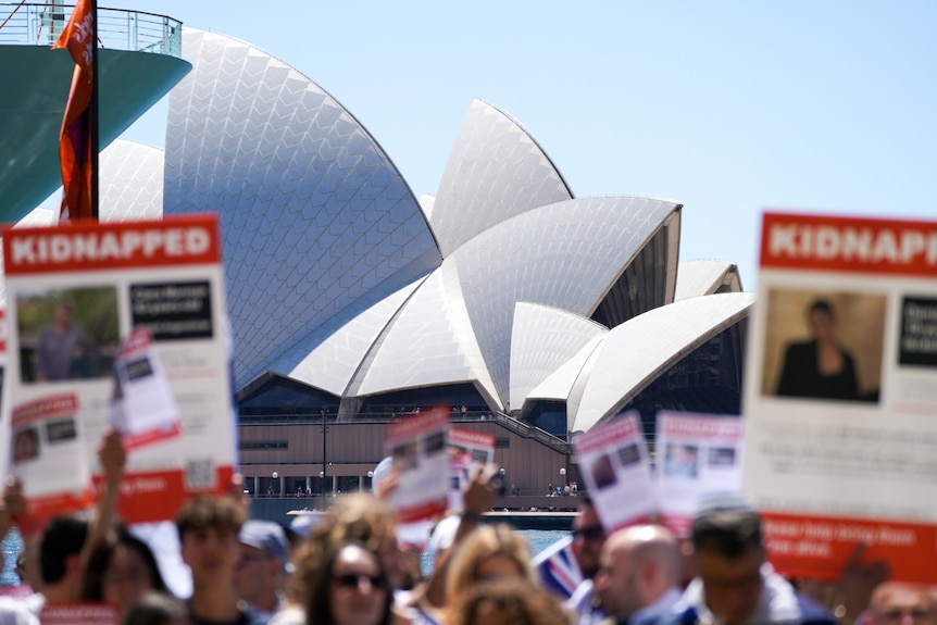 protesters outside the sydney opera house