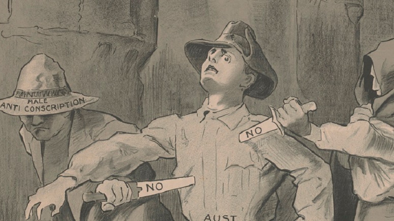 Detail from poster by George Dancey, The crime of those who vote “No!”