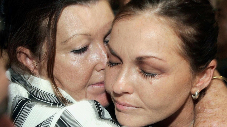 Schapelle Corby receives a kiss from her mother Rosleigh Rose after being found guilty