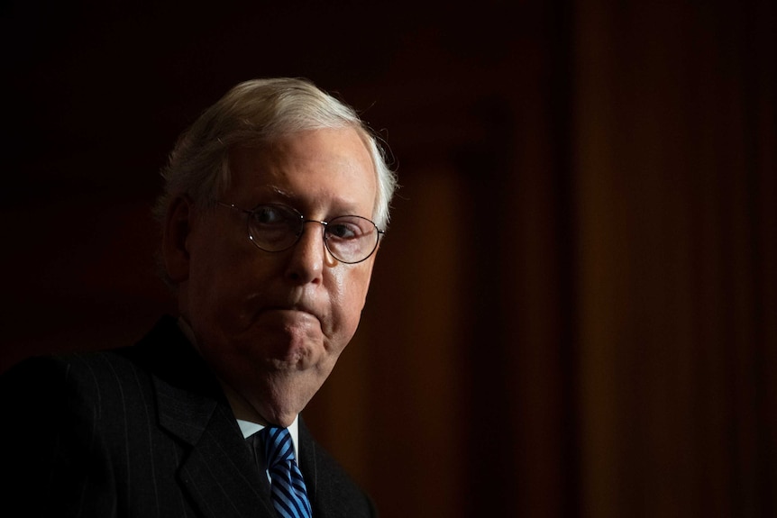 Senate Majority Leader Mitch McConnell (R-KY) conducts a news conference