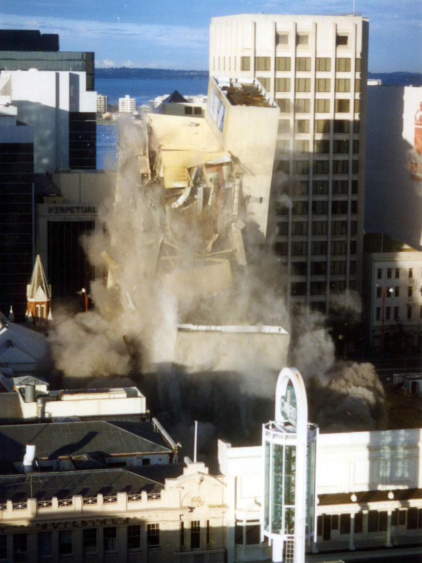 Building in Perth being imploded
