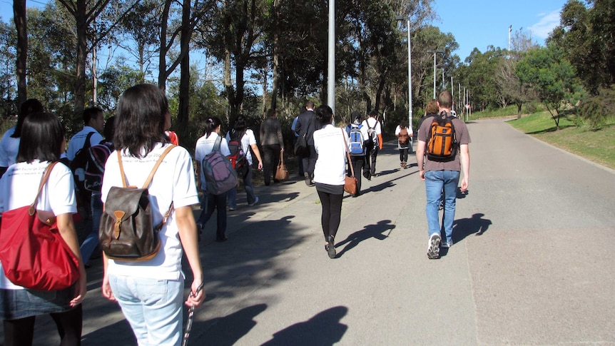 Students walking at University of Newcastle