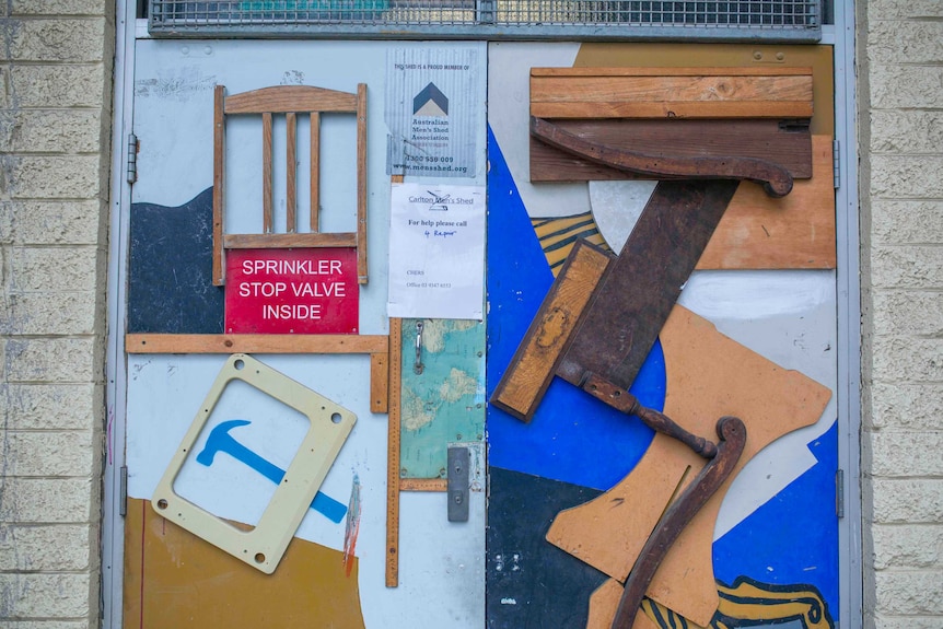 Carlton public housing men's shed door