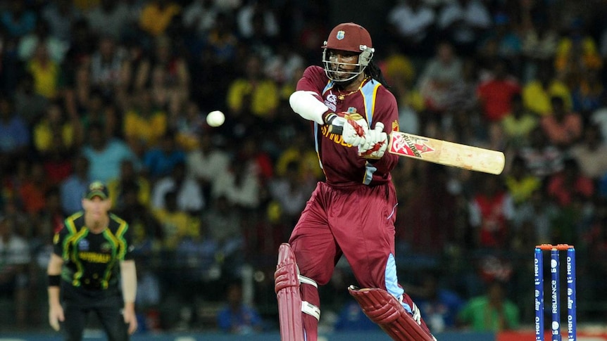 Gayle carted the Aussie attack to setup a massive winning total for the West Indies.