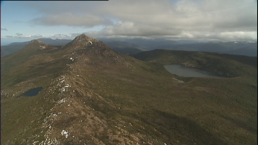 aerial view of Tasmania's Wilderness World Heritage Area