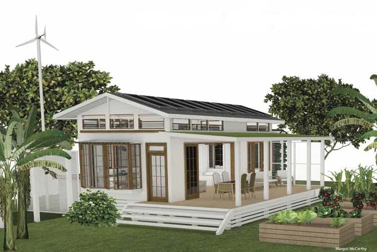 Exterior artist's impression of white timber home
