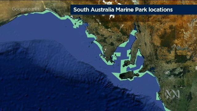 A map of South Australia indicating South Australia Marine Park Locations