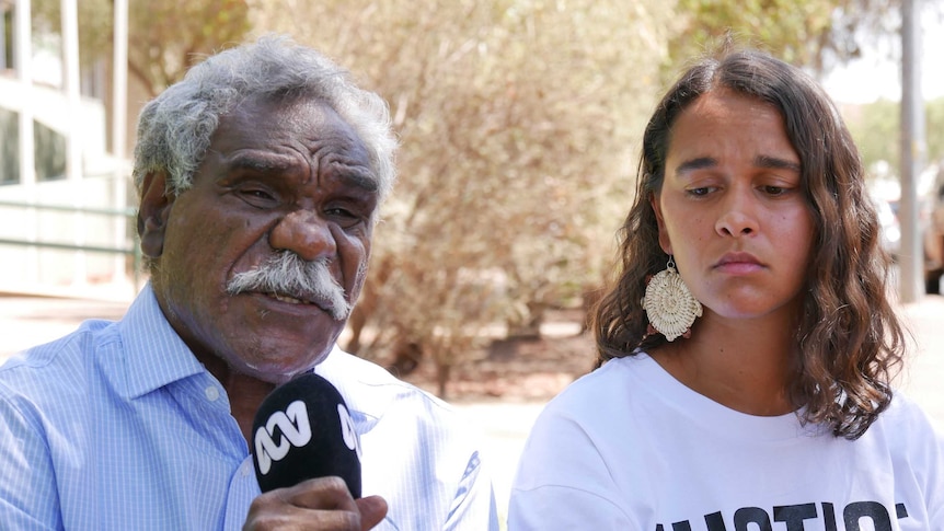 Kumanjayi Walker's cousin Samara Fernandez Brown and Warlpiri elder Ned Jampijinpa Hargraves.