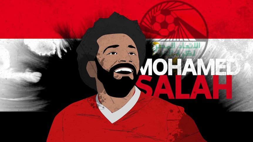A graphic of Mohamed Salah over the Egyptian flag