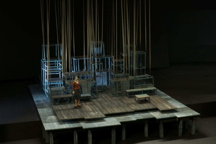 A miniature model of a stage set