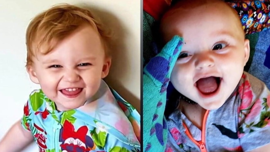 A composite photo of two smiling toddlers.