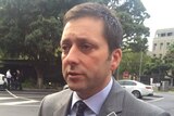 Matthew Guy speaking outside State Parliament