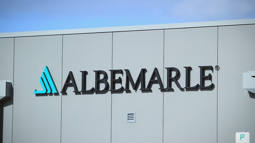A sign on the side of a grey panel building that reads "Albermarle"