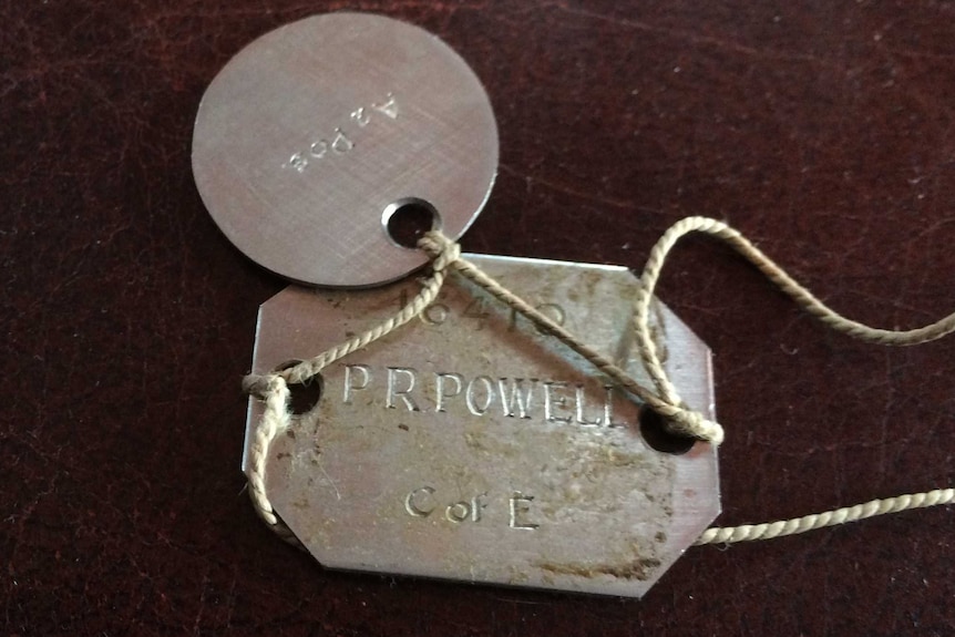 Peter Rex 'Dick' Powell's dog tags.