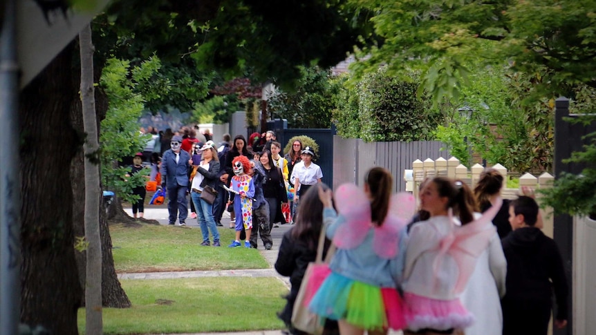 Scores of children were trick or treating on Finch St in Malvern East.