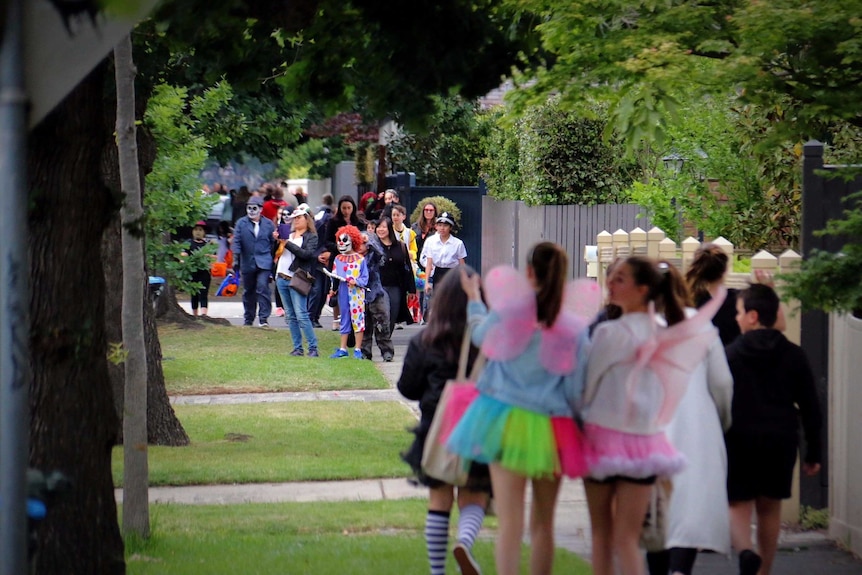 Scores of children were trick or treating on Finch St in Malvern East.