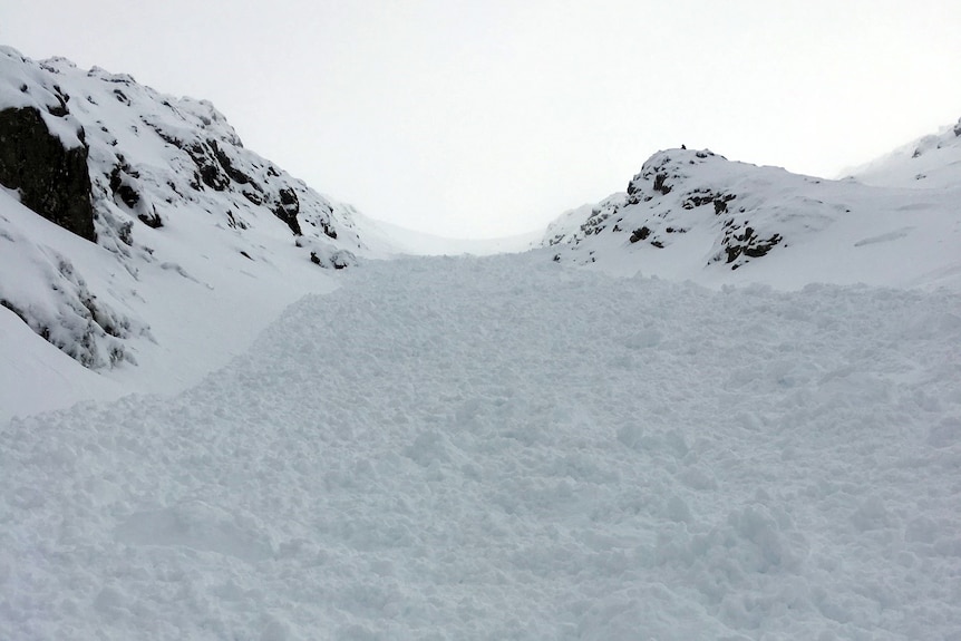 Looking up the side of a mountain covered in snow.