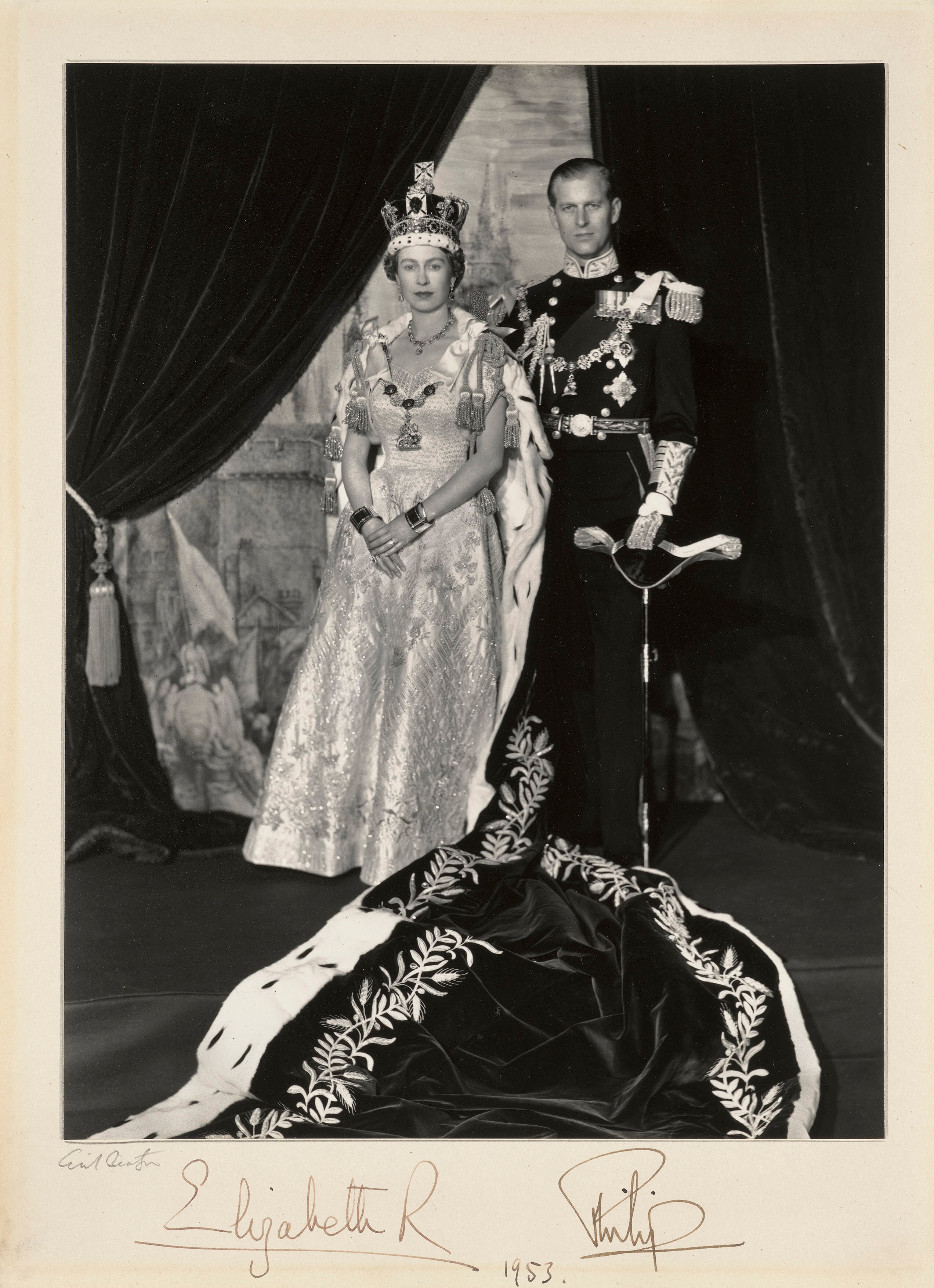 The Queen Mother's copy of Queen Elizabeth and Prince Philip's coronation photo from 1953
