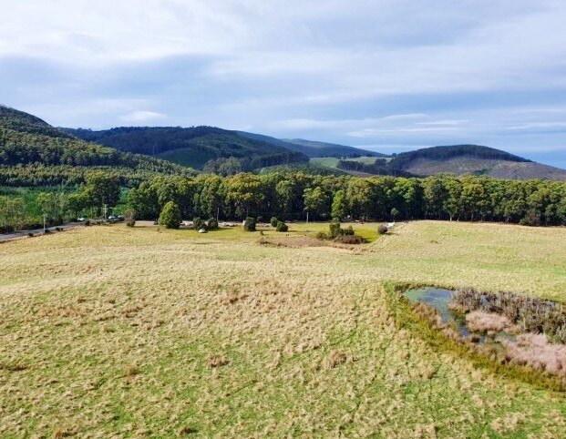 Cleared pasture and a small dam on a property backing onto bush 